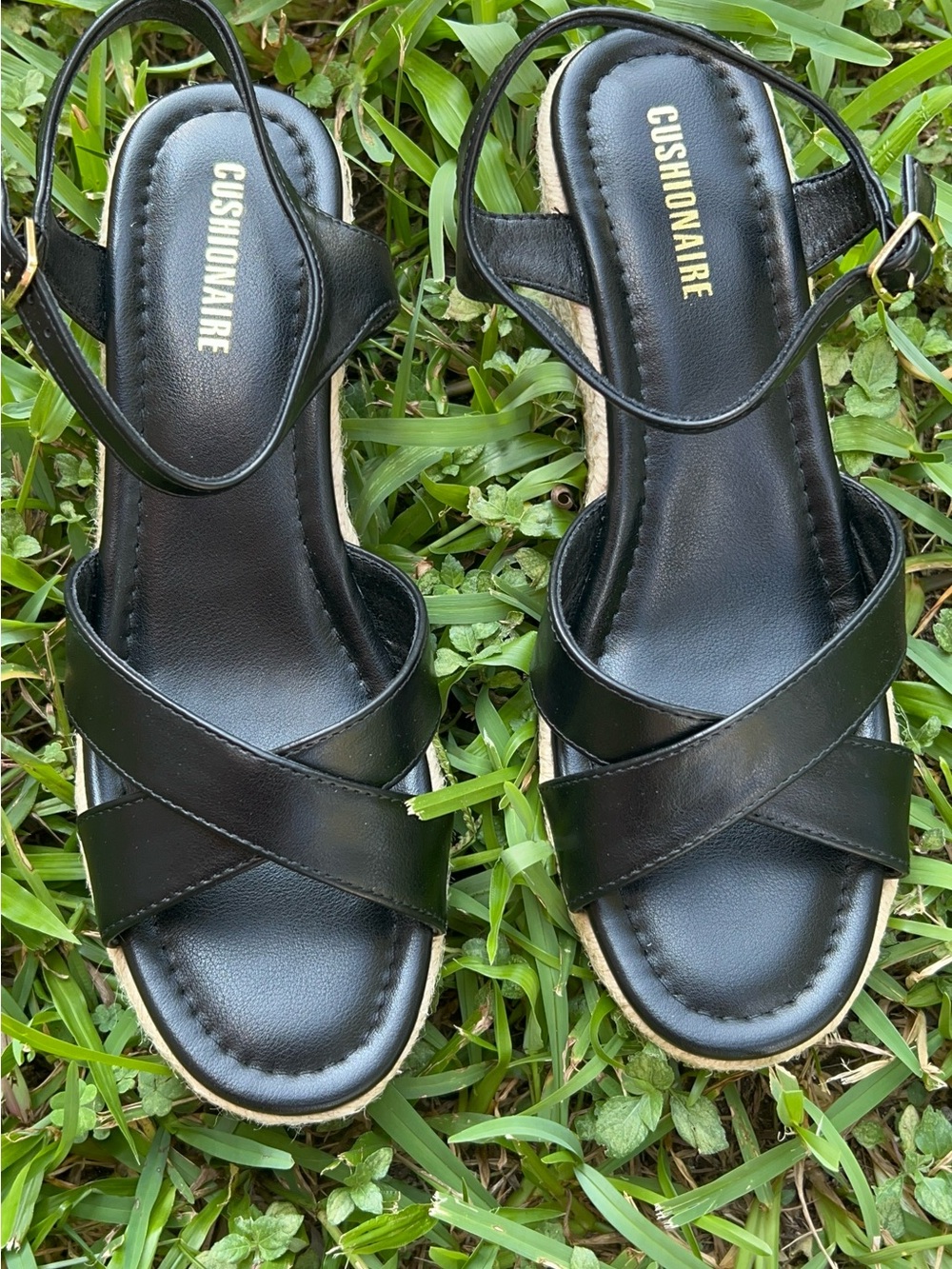Cushionaire Black Crisscross Ankle-Strap Sandal
